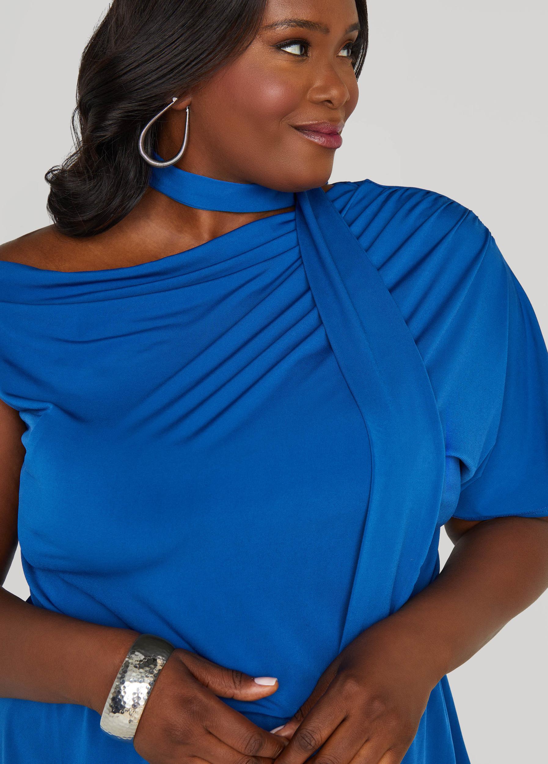 Tie Neck Peplum Top Product Image