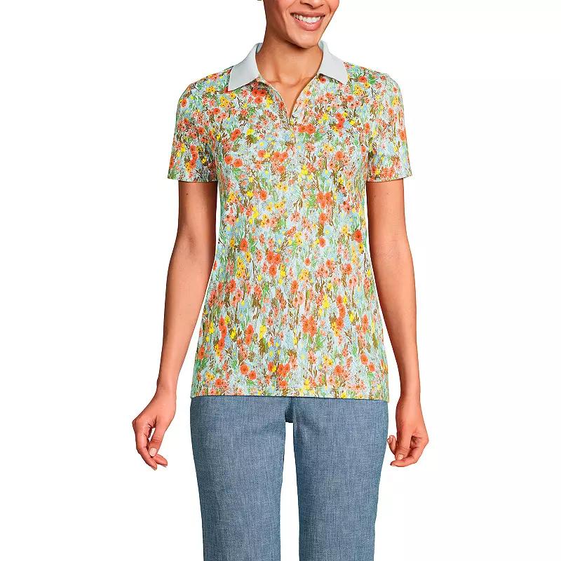 Petite Lands' End Supima Cotton Short Sleeve Polo Shirt, Women's,  Product Image