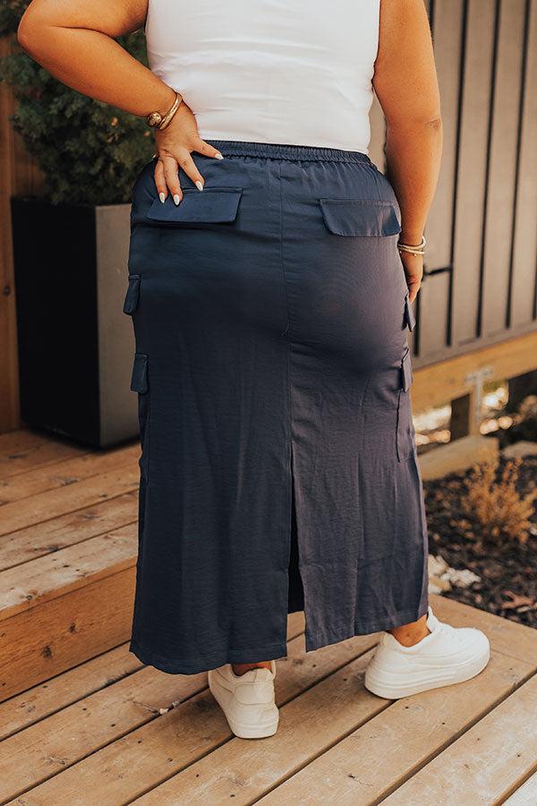 Central Park Stroll High Waist Cargo Skirt in Navy Curves Product Image