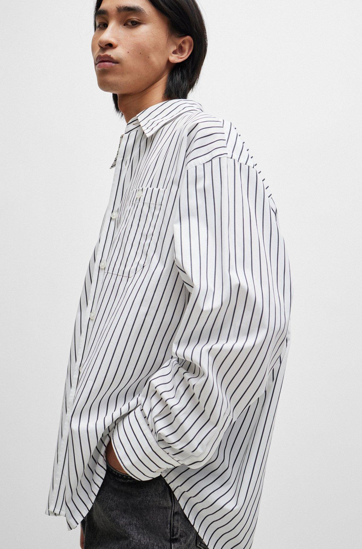 Oversize-fit shirt in striped cotton poplin Product Image