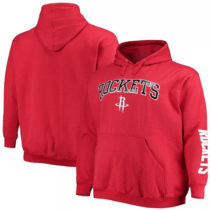 Men's Fanatics Branded Red Houston Rockets Big & Tall Team Wordmark Pullover Hoodie,  Product Image