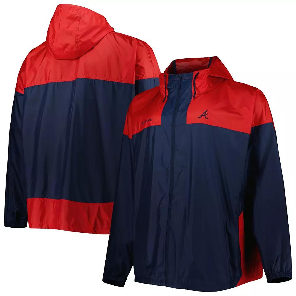 Men's Columbia Navy Atlanta Braves Flash Forward Challenger Omni-Shade Full-Zip Windbreaker, Size: 3XB, Blue Product Image
