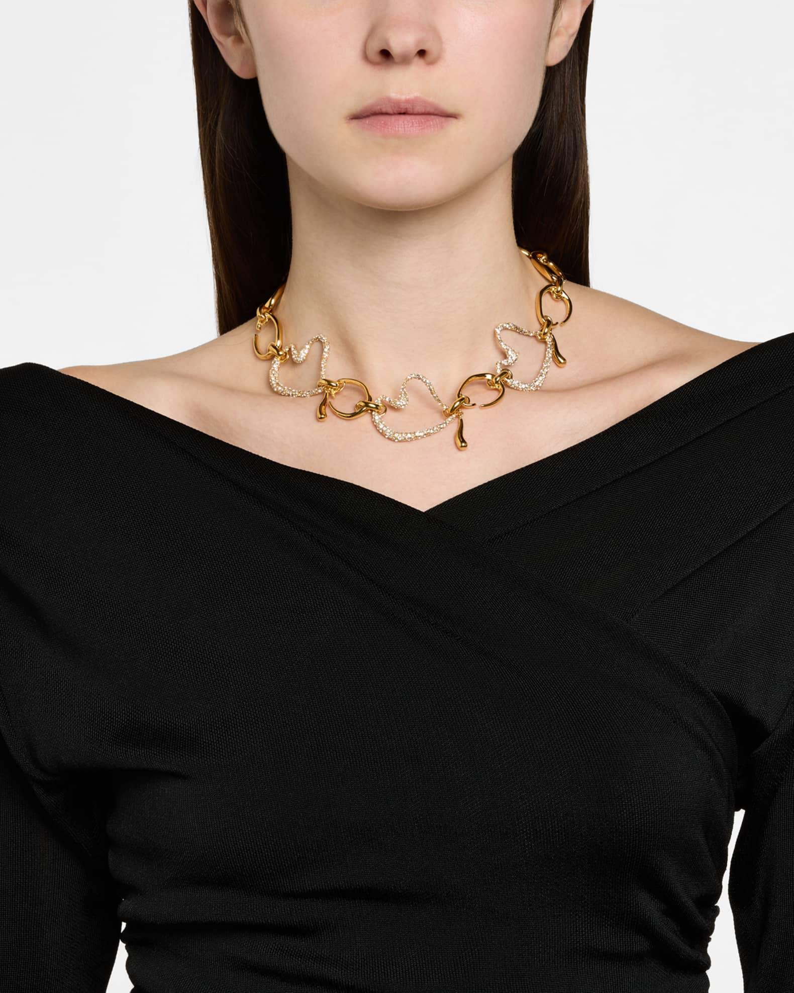 Wire O and Pave Heart Necklace Product Image