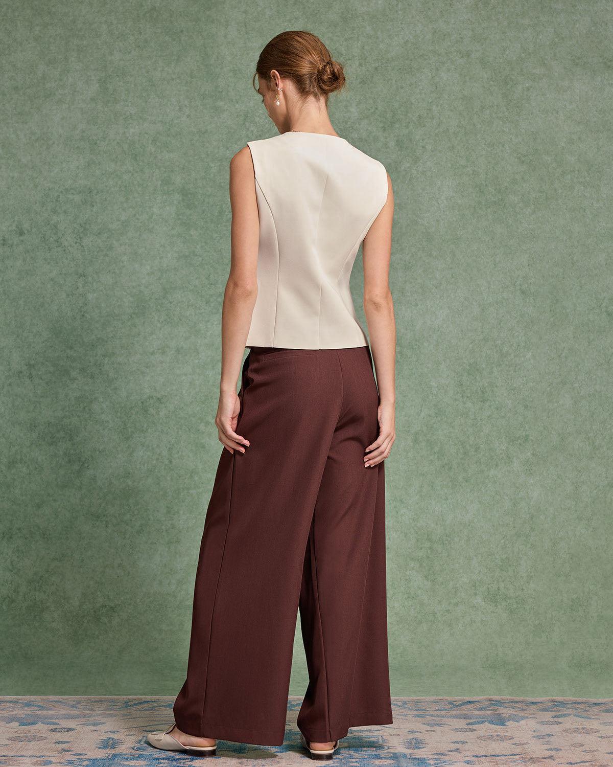 Beige Single Breasted Vest Product Image