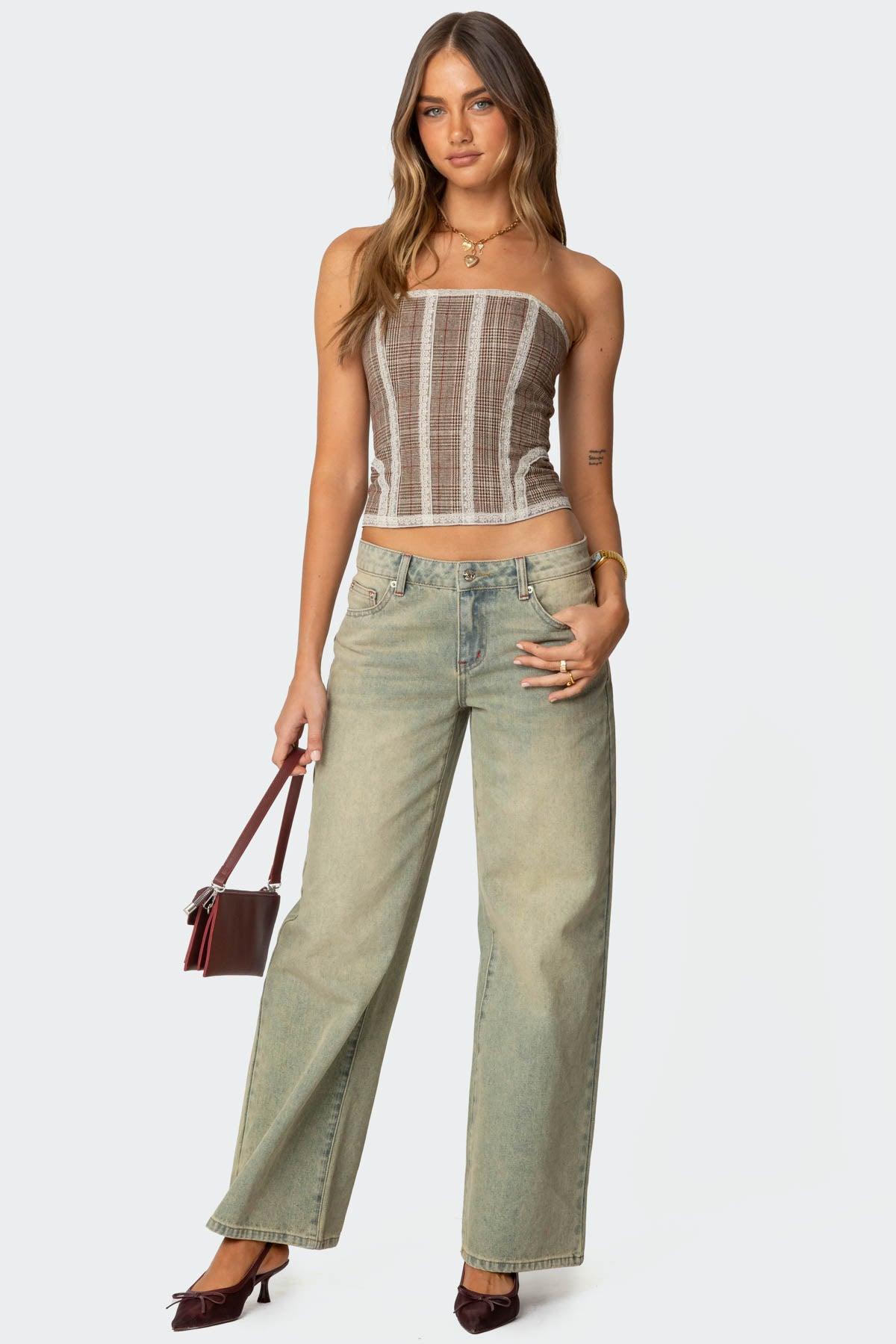 Jaiden Houndstooth Plaid Corset Product Image