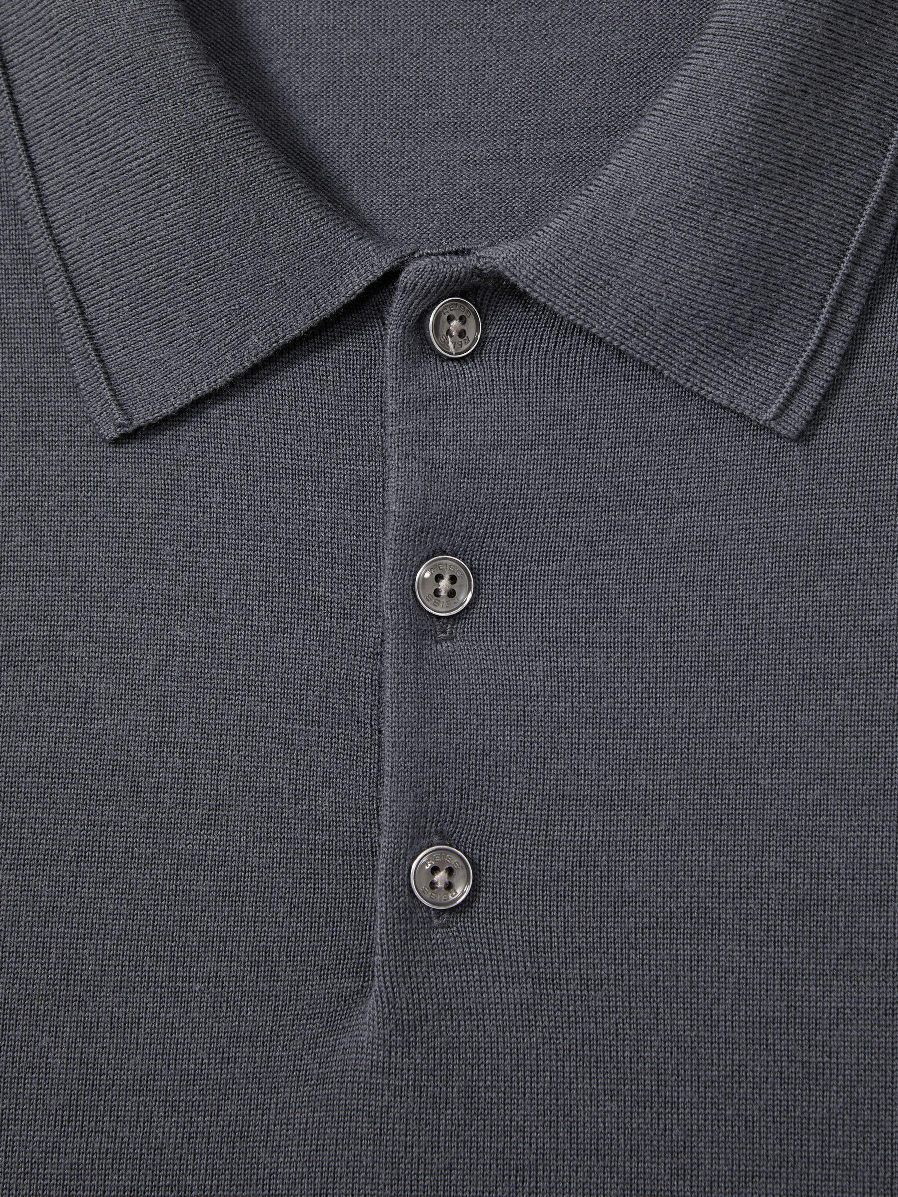 Merino Wool Long-Sleeve Polo Shirt in Blackend Blue Product Image