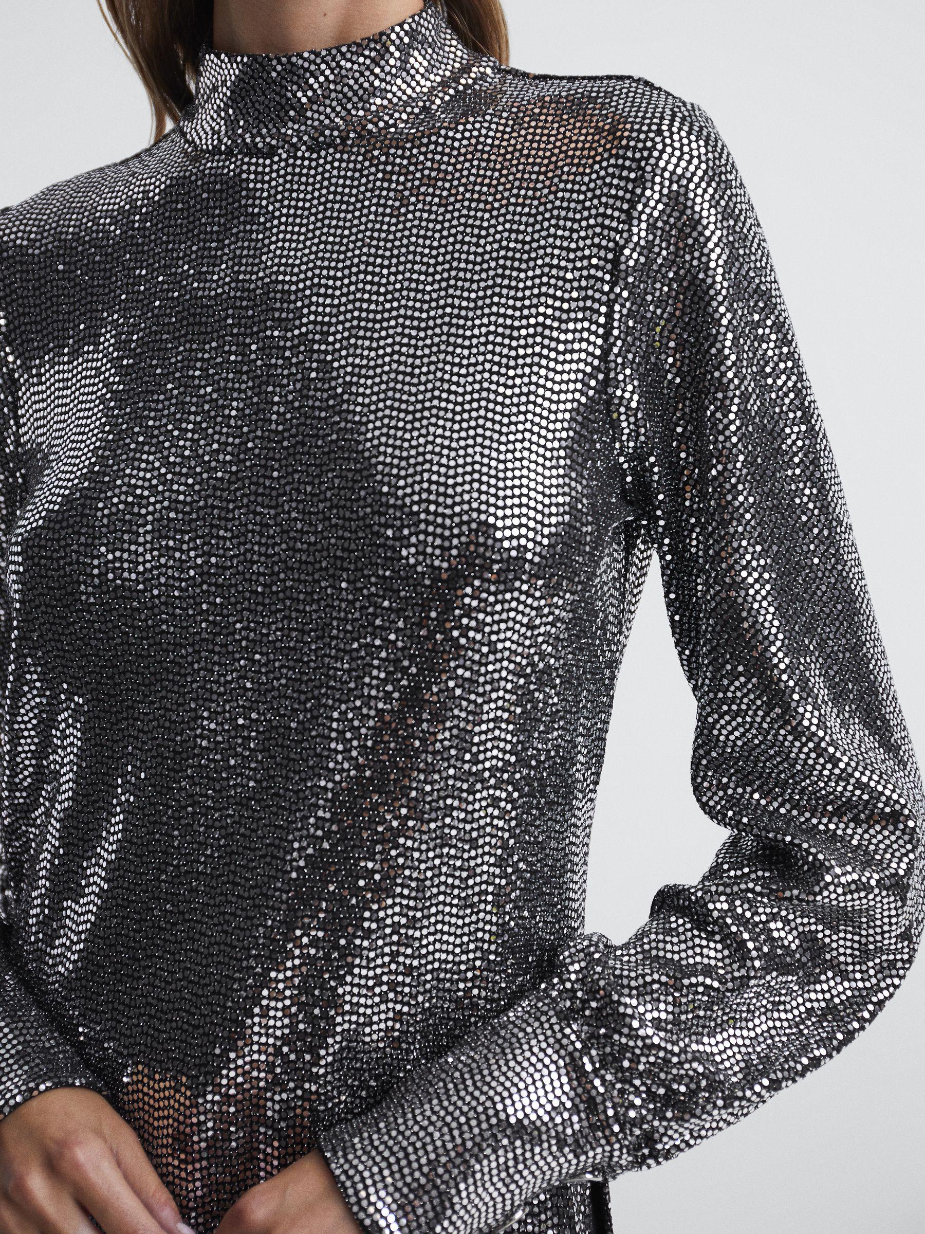 Sequin Occasion Top in Silver Product Image
