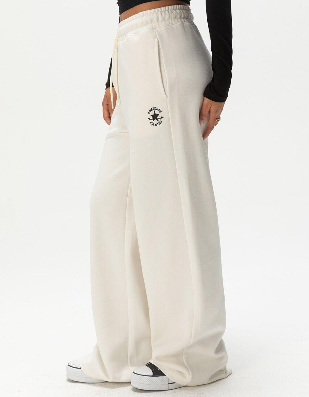CONVERSE Relaxed Womens Fleece Pants - OFF WHITE Product Image