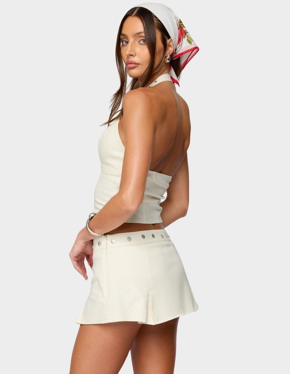 EDIKTED Keli Buckle Halter Top - BEIGE Product Image