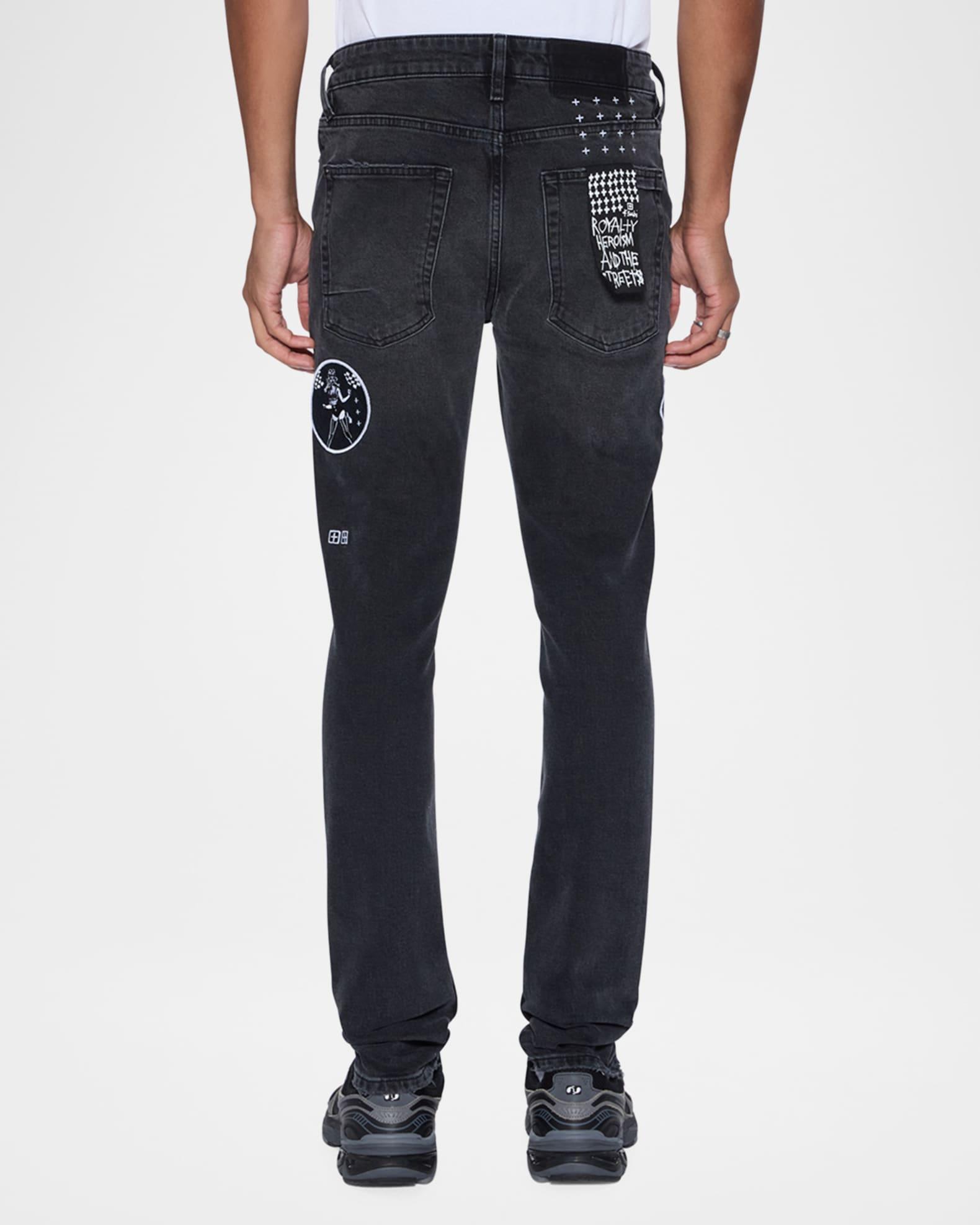 Men's Van Winkle Roadhouse Black Patched Skinny Jeans Product Image