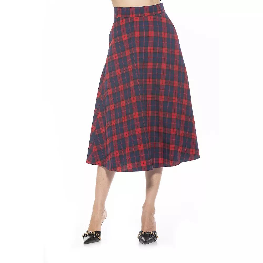 Women's ALEXIA ADMOR Twill Maxi Skirt, Size: 8, Red Plaid Product Image