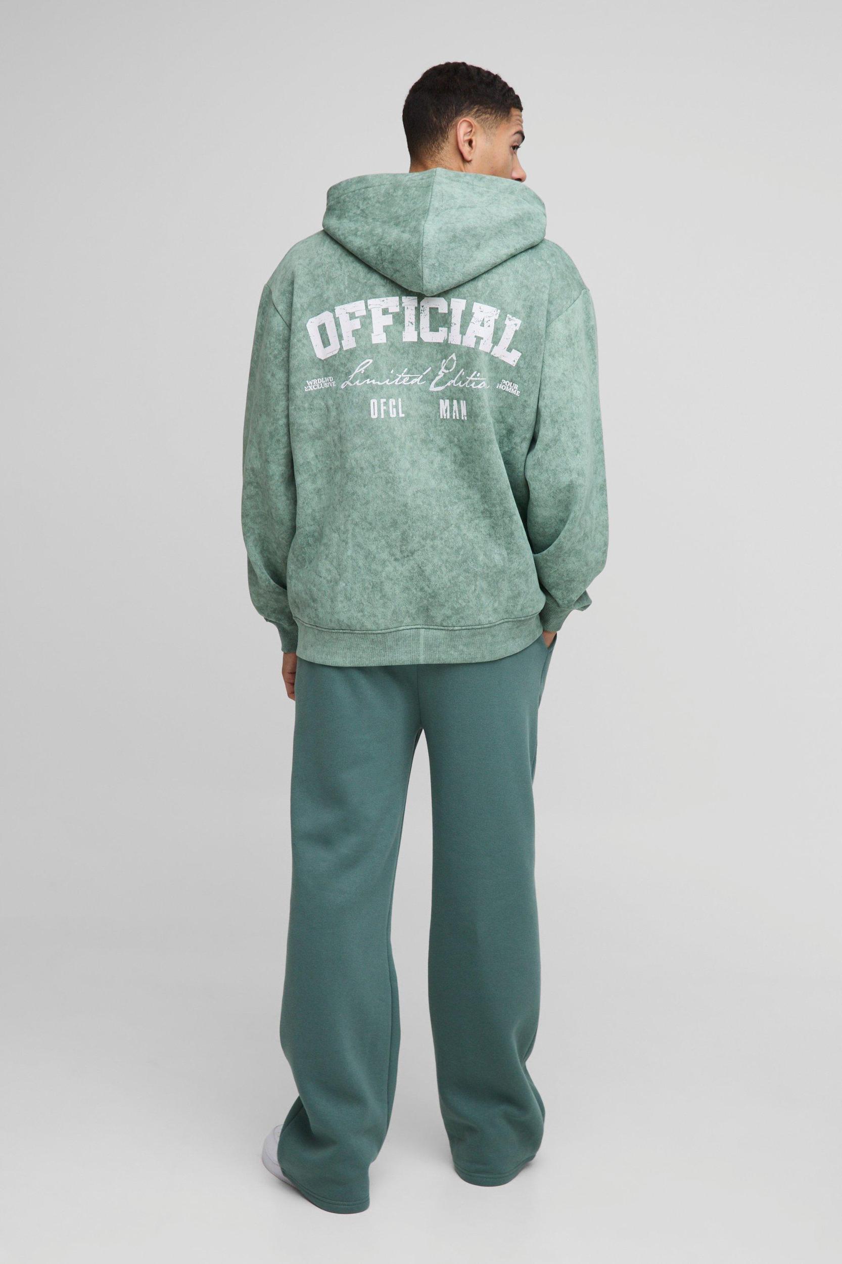 Oversized Official Washed Zip Through Hoodie | boohooMAN USA Product Image