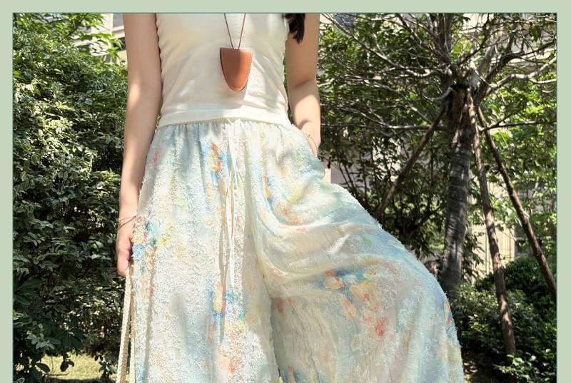 High Rise Floral Print Wide Leg Pants Product Image