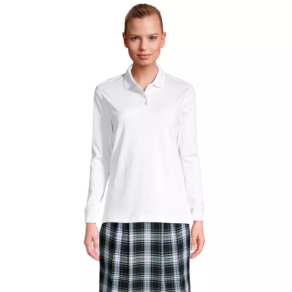 Women's Tall Lands' End School Uniform Long Sleeve Interlock Polo,  Product Image