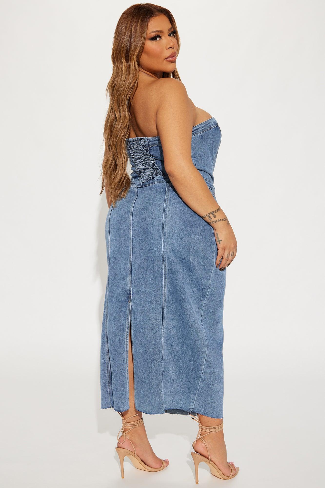 Christa Denim Maxi Dress - Medium Wash Product Image