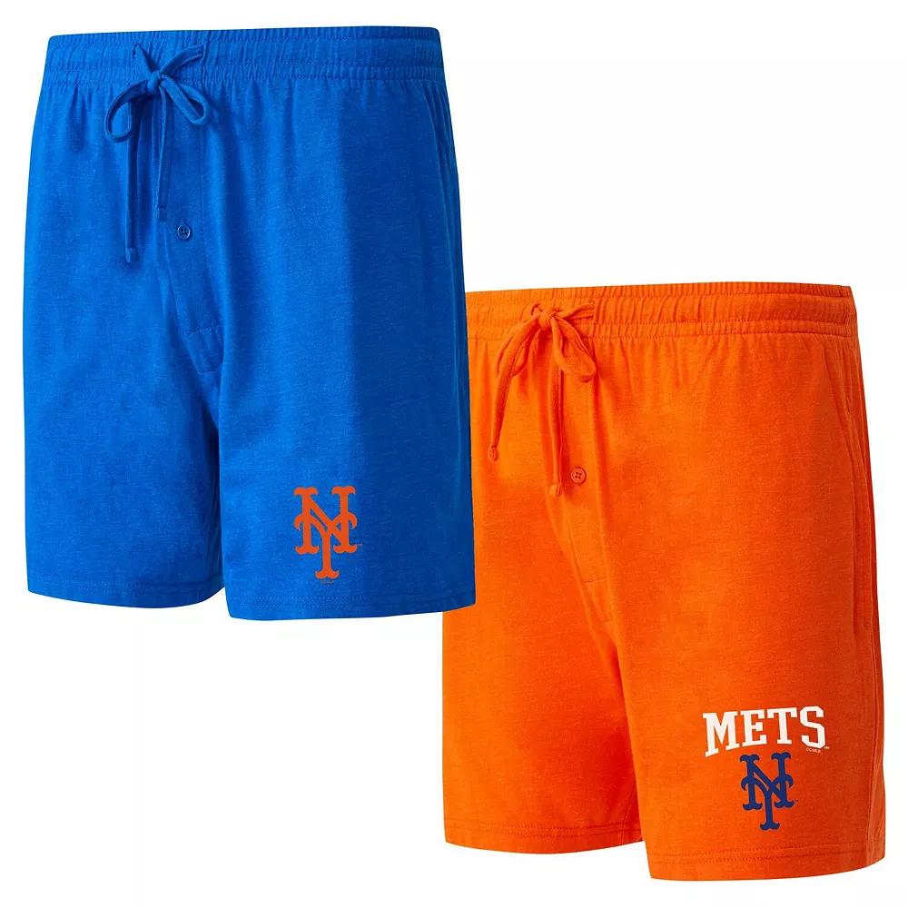 Men's Concepts Sport Royal/Orange New York Mets Two-Pack Meter Sleep Shorts, Size: 2XL, Blue Product Image