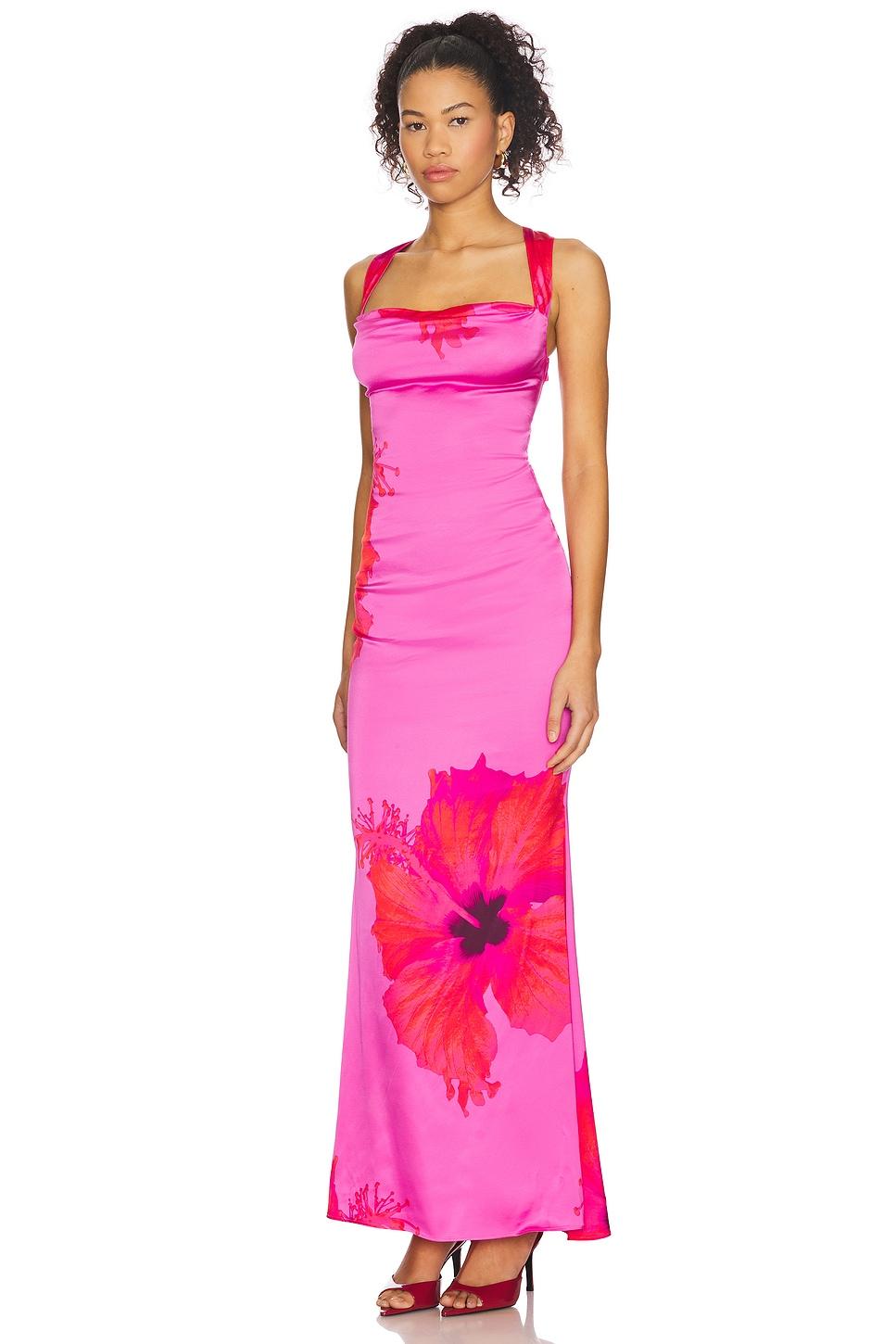 Satin Lace Up Maxi Dress Good American Product Image