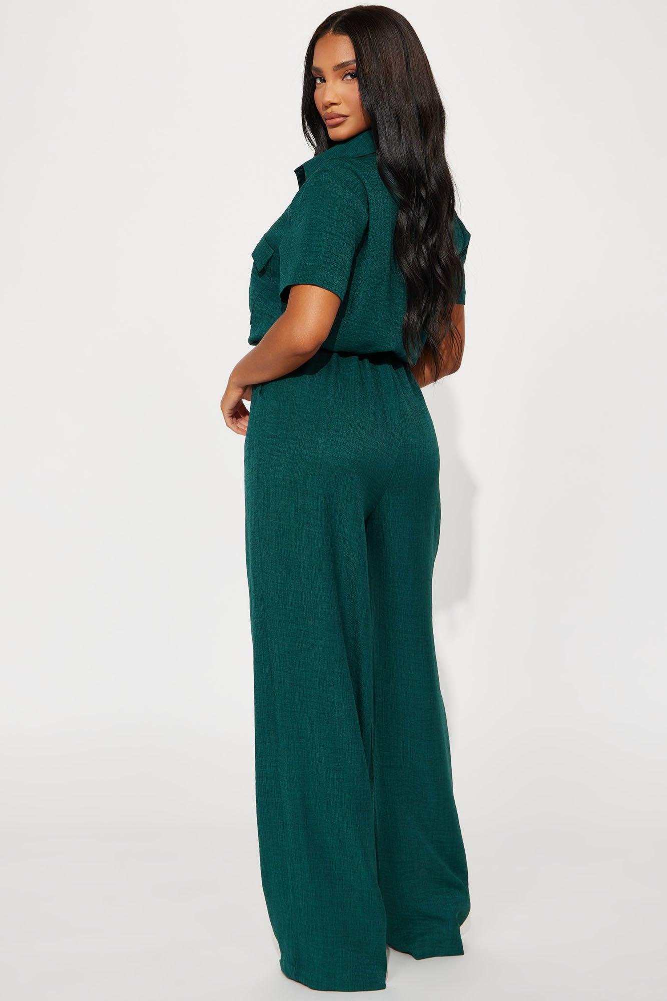 Come Find Me Linen Jumpsuit - Hunter Product Image