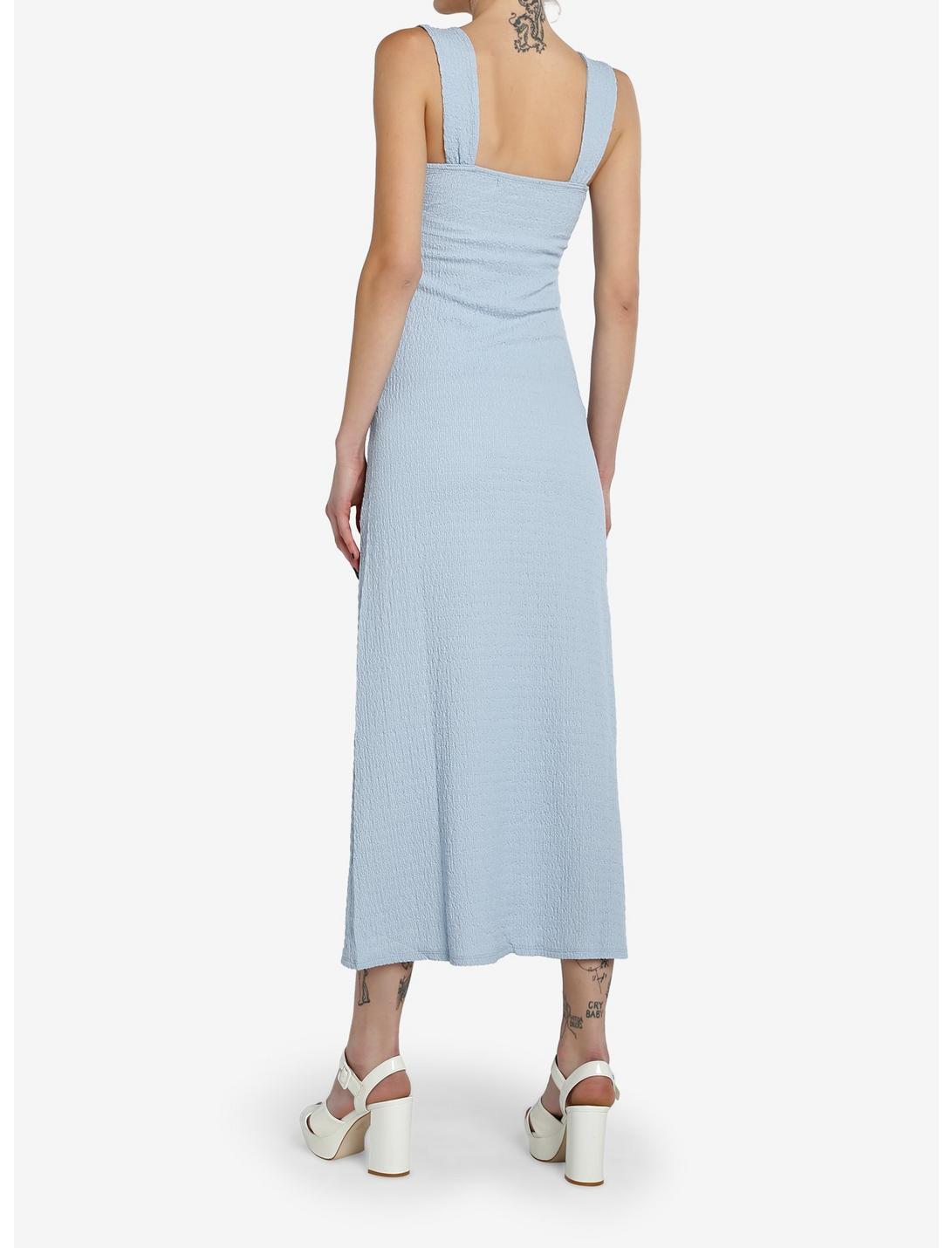 Light Blue Textured Slit Maxi Dress Product Image
