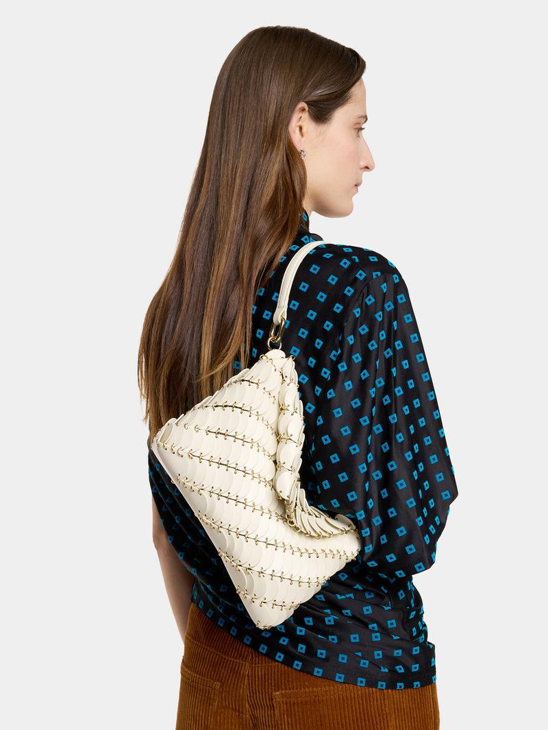 CREAM PACO SHOULDER CLUTCH IN CALFSKIN LEATHER Product Image