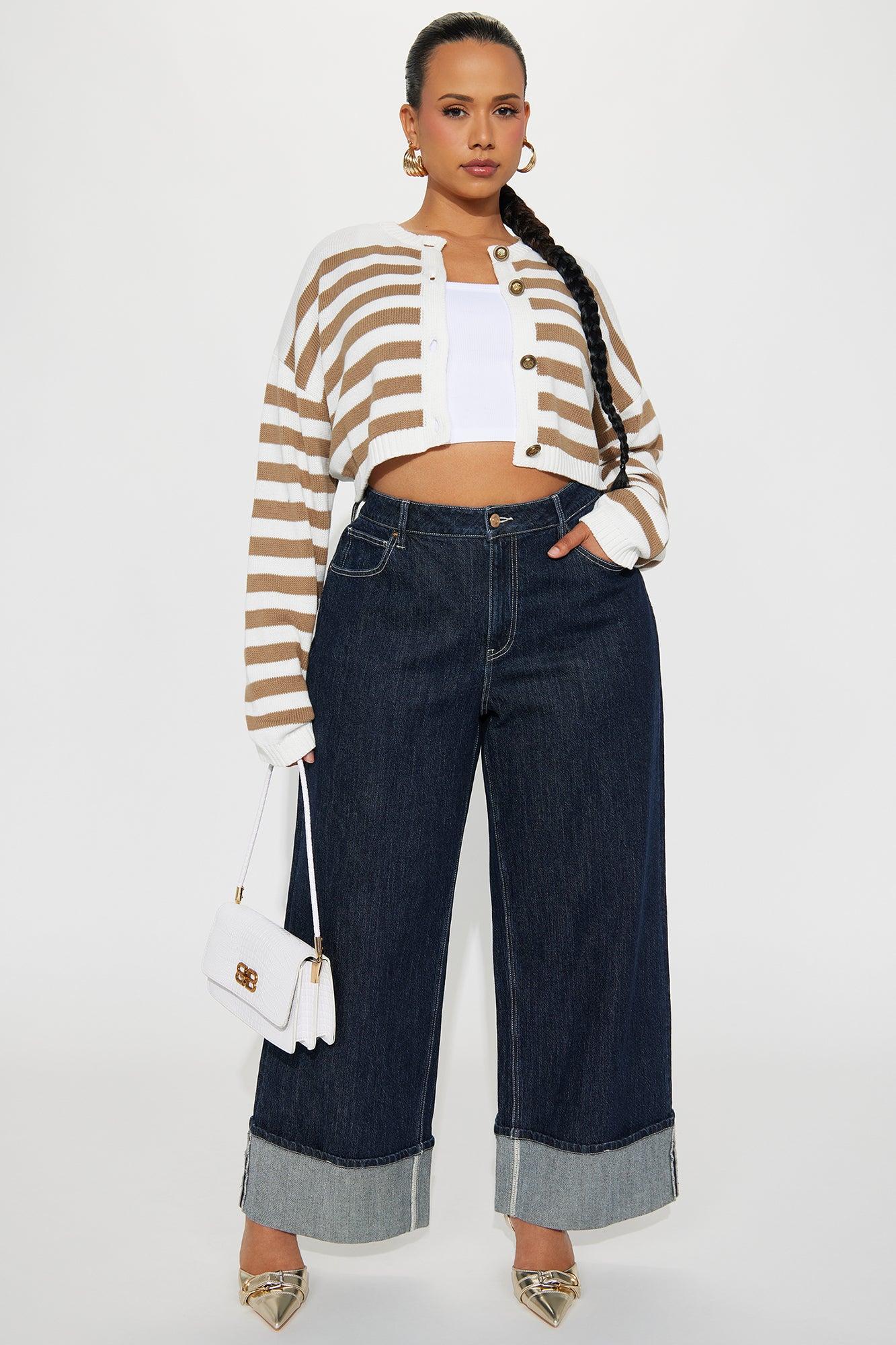 She's Classy Striped Cardigan - Taupe/combo Female Product Image