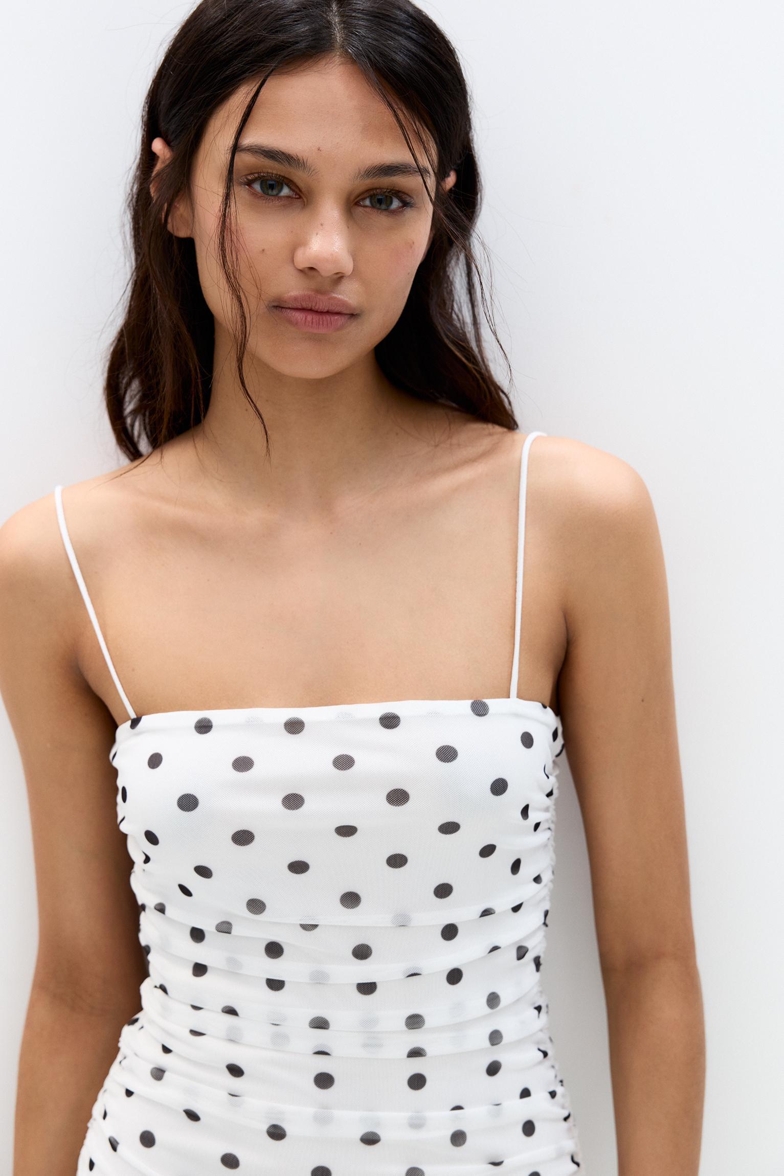Strappy polka dot midi dress Product Image