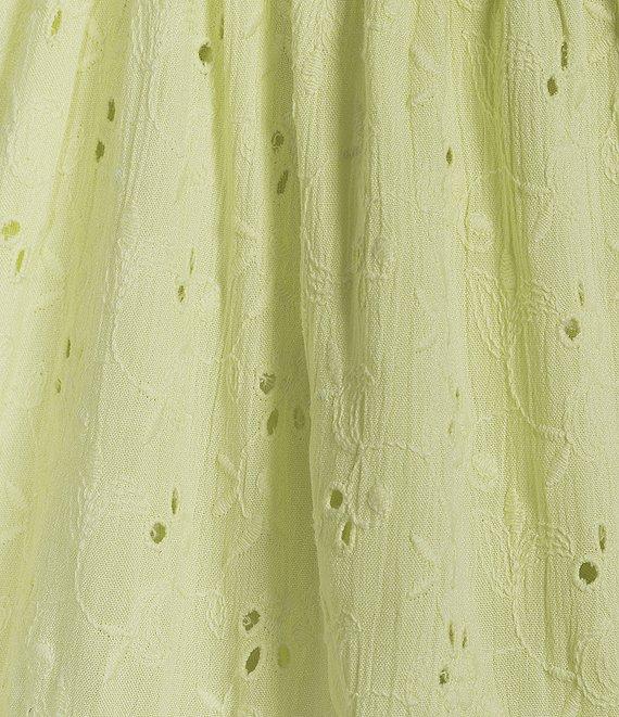 Angie Eyelet Tie Front Lace Trim Tiered Dress Product Image