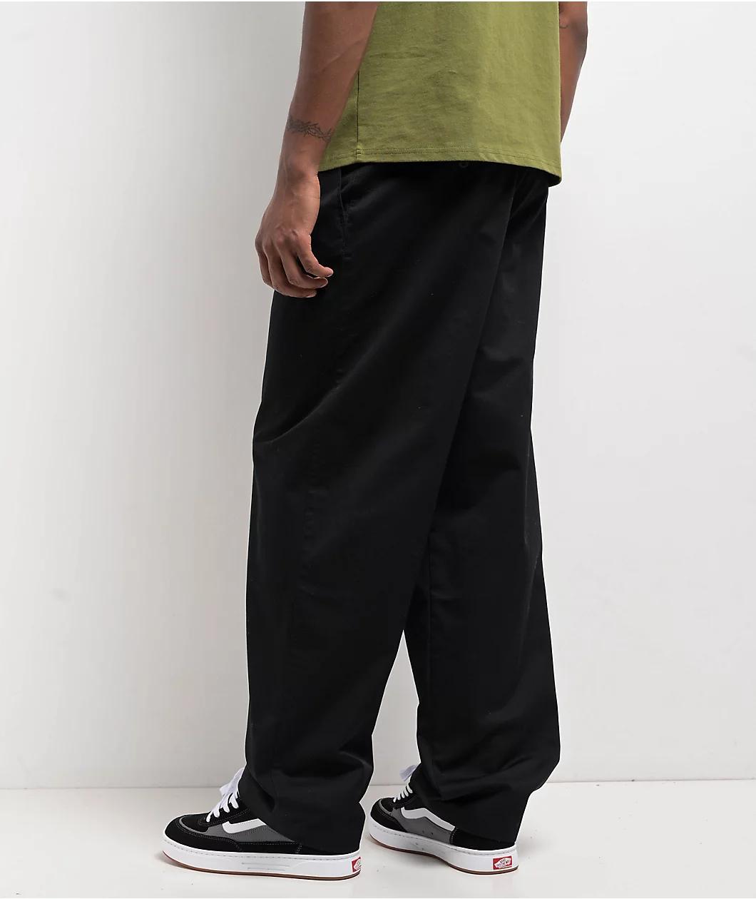 Empyre School Black Loose Skate Pleated Chino Pants Product Image