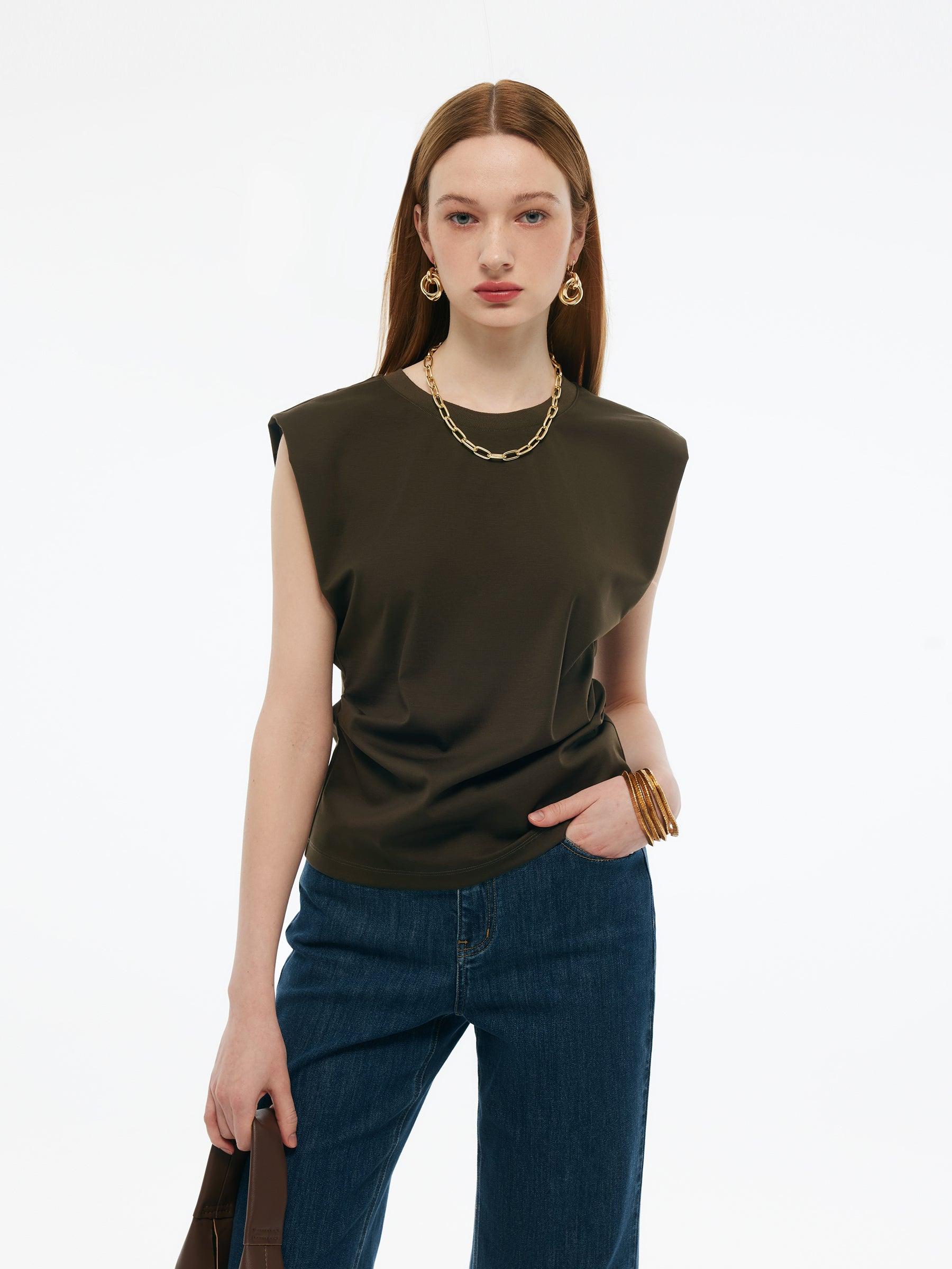 Tencel-blend Ruched Waist Women Knit Tank Top Product Image