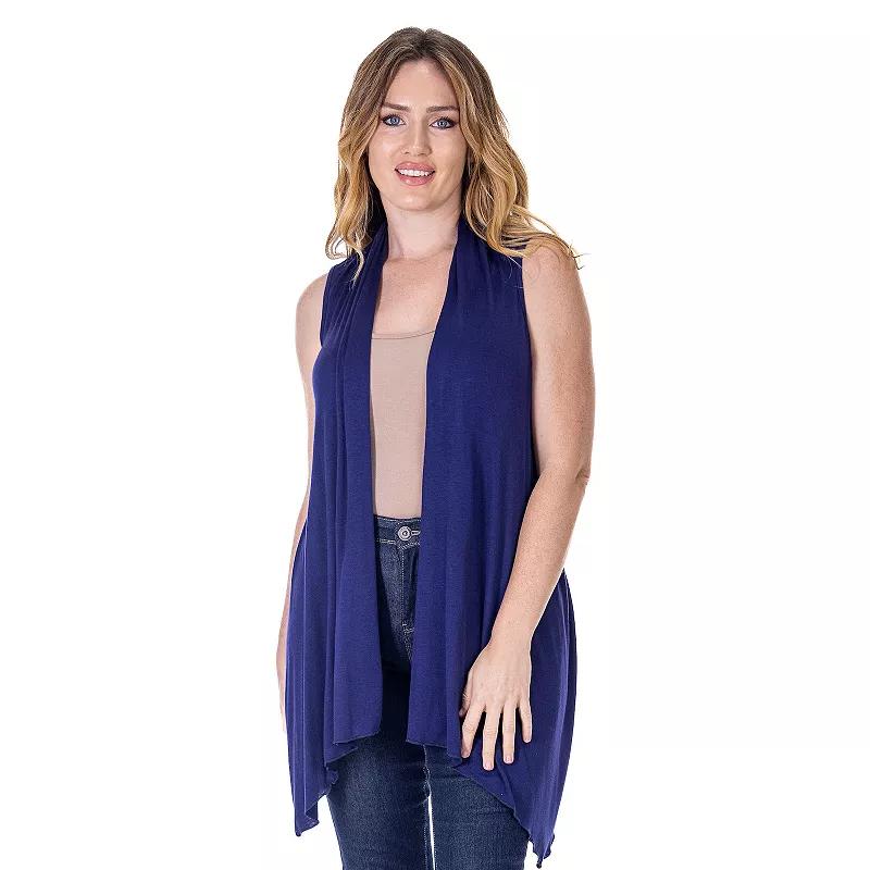 Women's 24Seven Comfort Apparel Draped Open Front Sleeveless Cardigan Vest,  Product Image