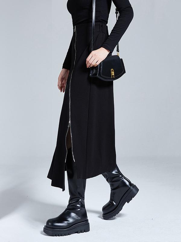 Fashion A-Line Irregularity Zipper Bodycon Skirts Product Image