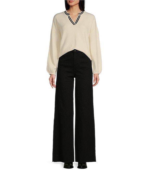 Copper Key Split V-Neck Retro Sweater Product Image