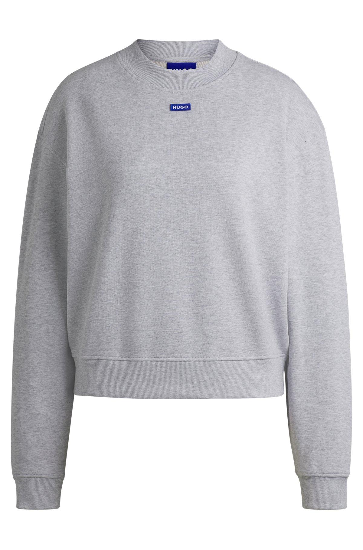 Cotton-terry sweatshirt with blue logo Product Image