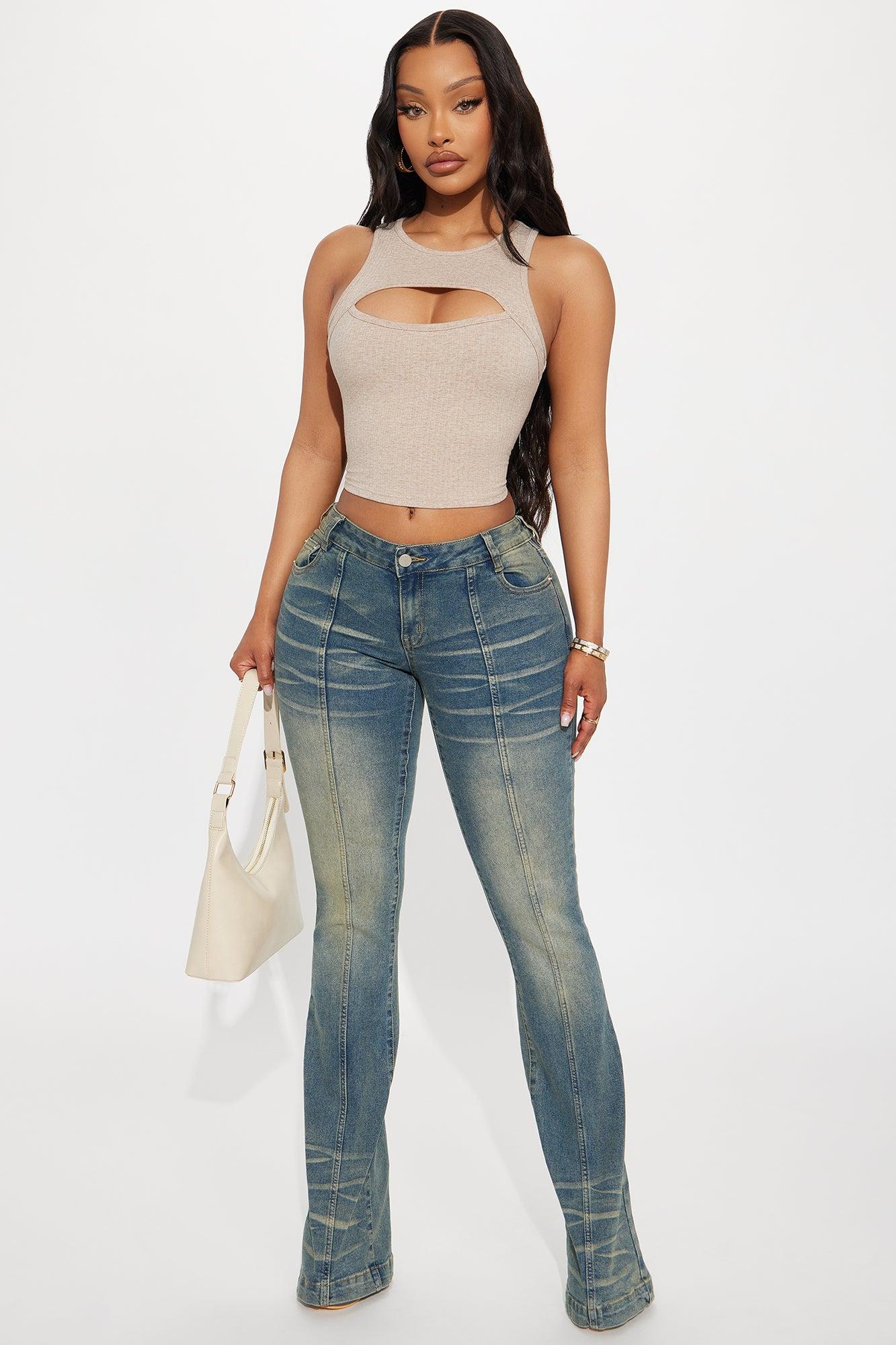 Paris Low Rise Stretch Flare Jeans - Vintage Wash Product Image