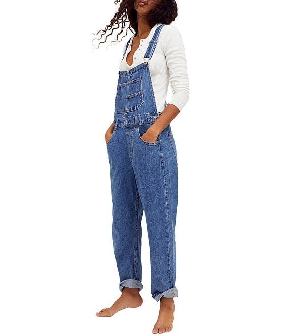 Free People Ziggy Square Neck Sleeveless Denim Cuffed Overalls Product Image