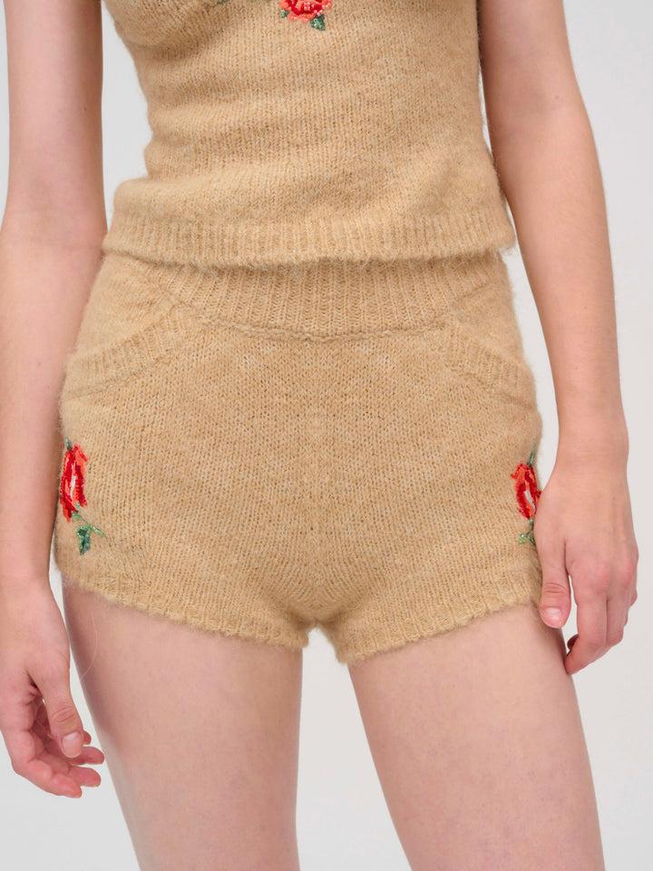 Grans Beaded Knit Short — Tan Product Image