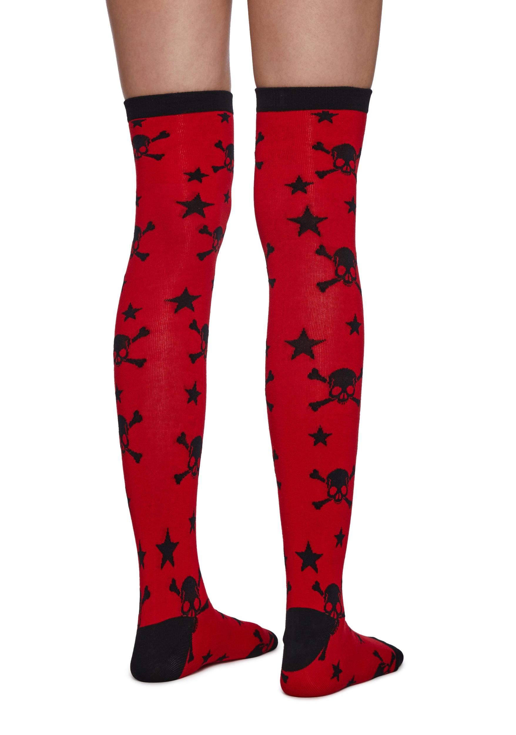 Skull Crossbones Stars Knee High Socks Pack Product Image