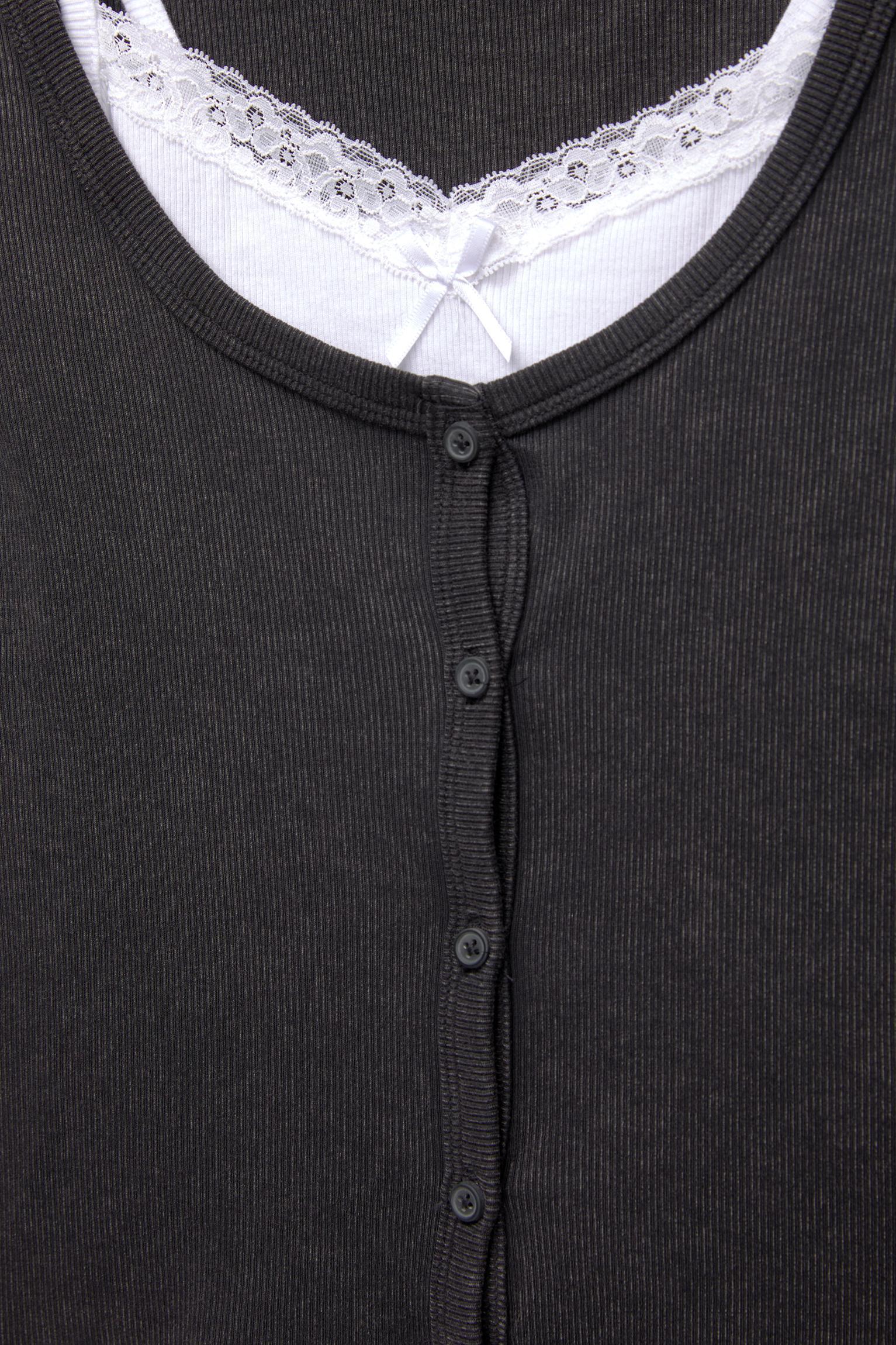 Ribbed T-shirt with buttons Product Image