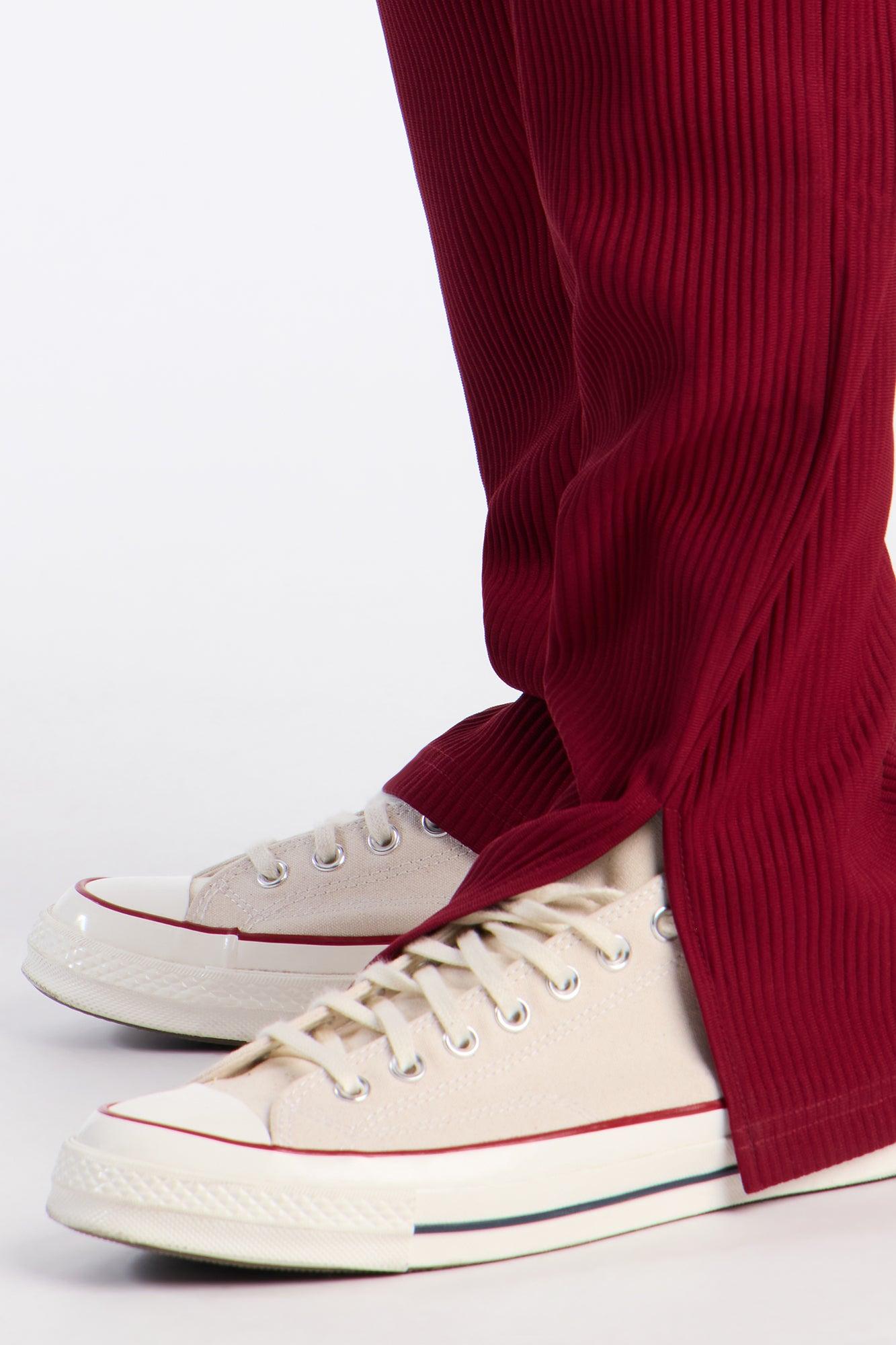 Show Up Slim Slit Pants - Burgundy Product Image