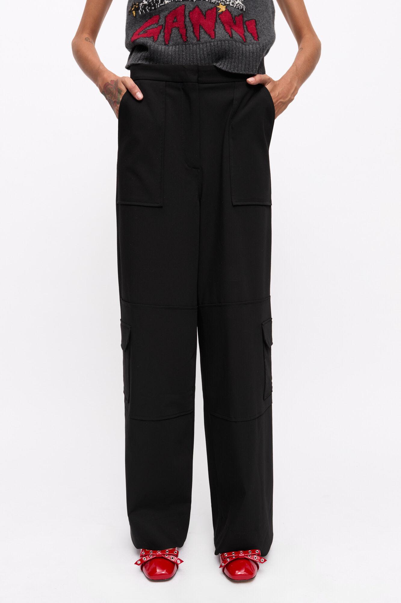 Black Twill Suiting Cargo Pants Product Image
