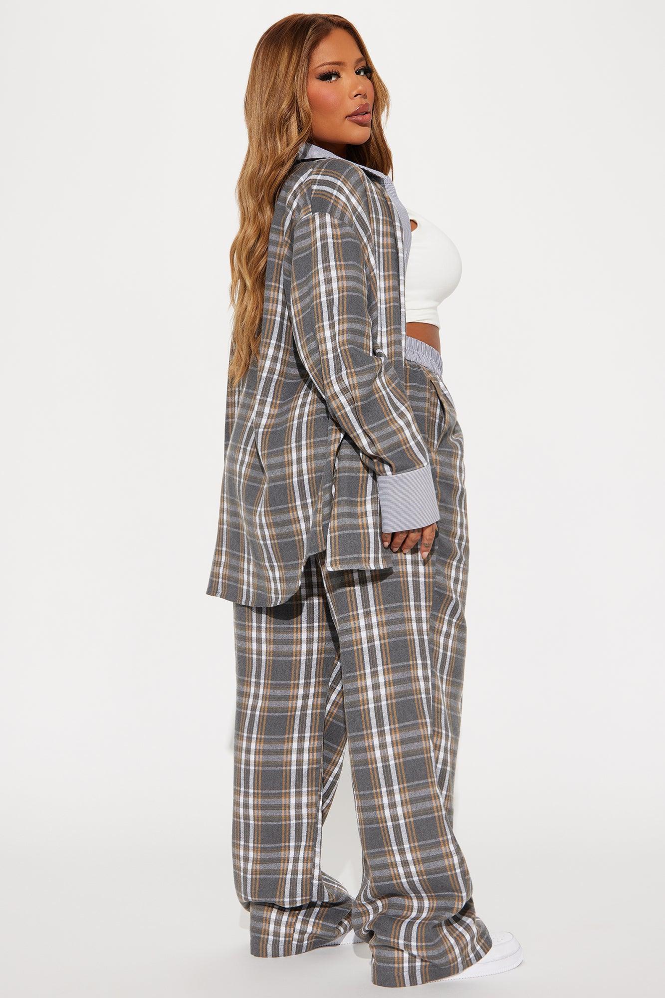 Shaye Flannel Boxer Pant Set - Grey/combo Product Image