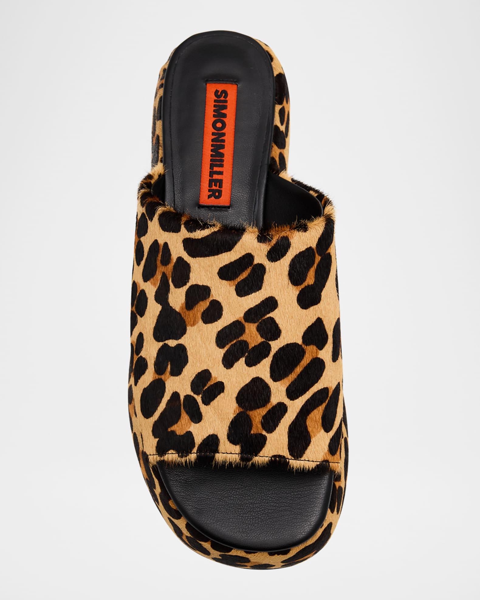 Leopard-Print Faux Fur Platform Sandals Product Image