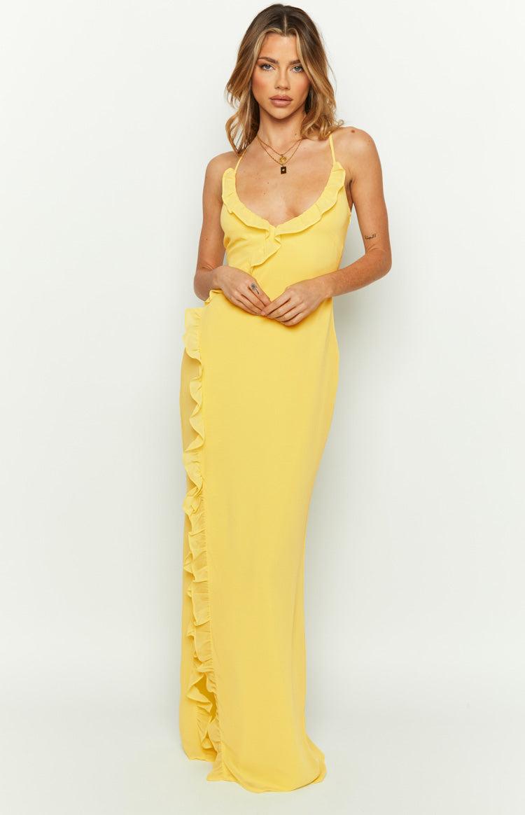 Nahanee Yellow Ruffle Maxi Dress Product Image