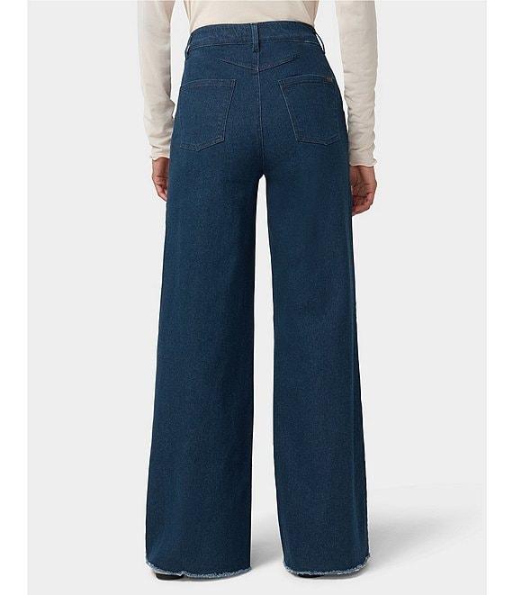 HUE Frayed Edge Wide Leg Denim Pants Product Image