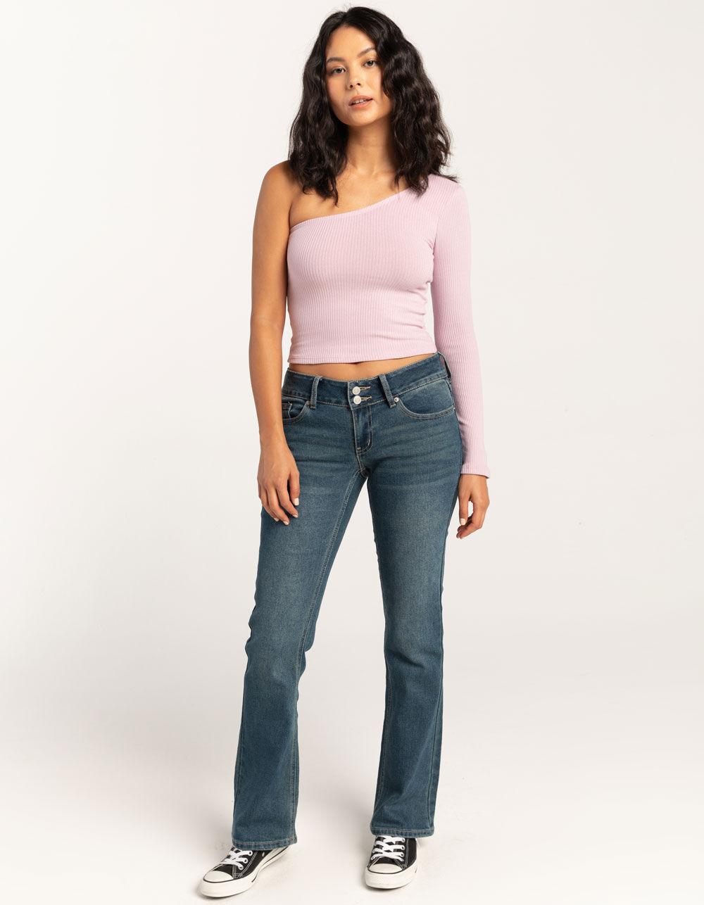 RSQ One Shoulder Long Sleeve Womens Top - LAVENDAR Product Image