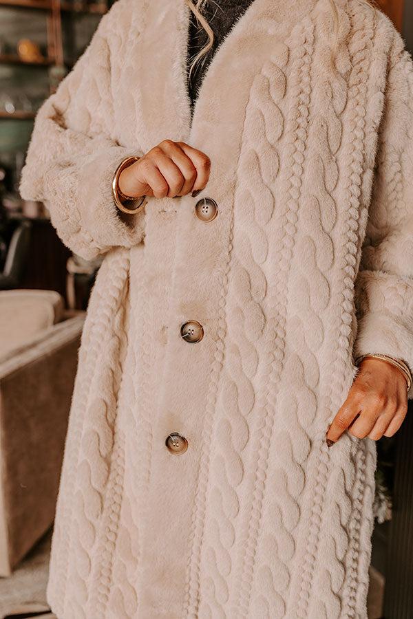 Warm Fuzzy Feeling Faux Fur Coat in Oatmeal Product Image