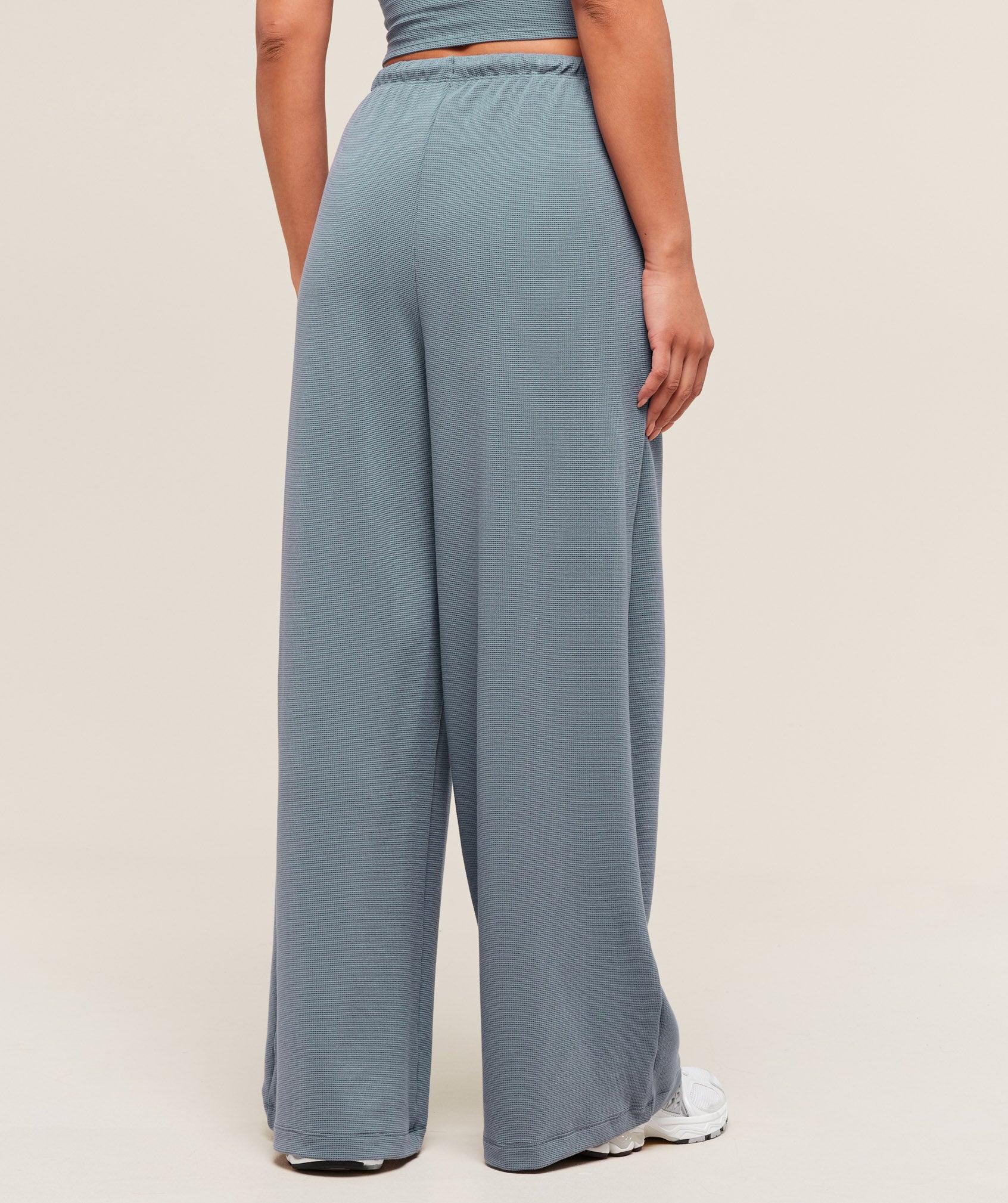 Gymshark Waffle Wide Leg Pants - Iron Blue Female Product Image