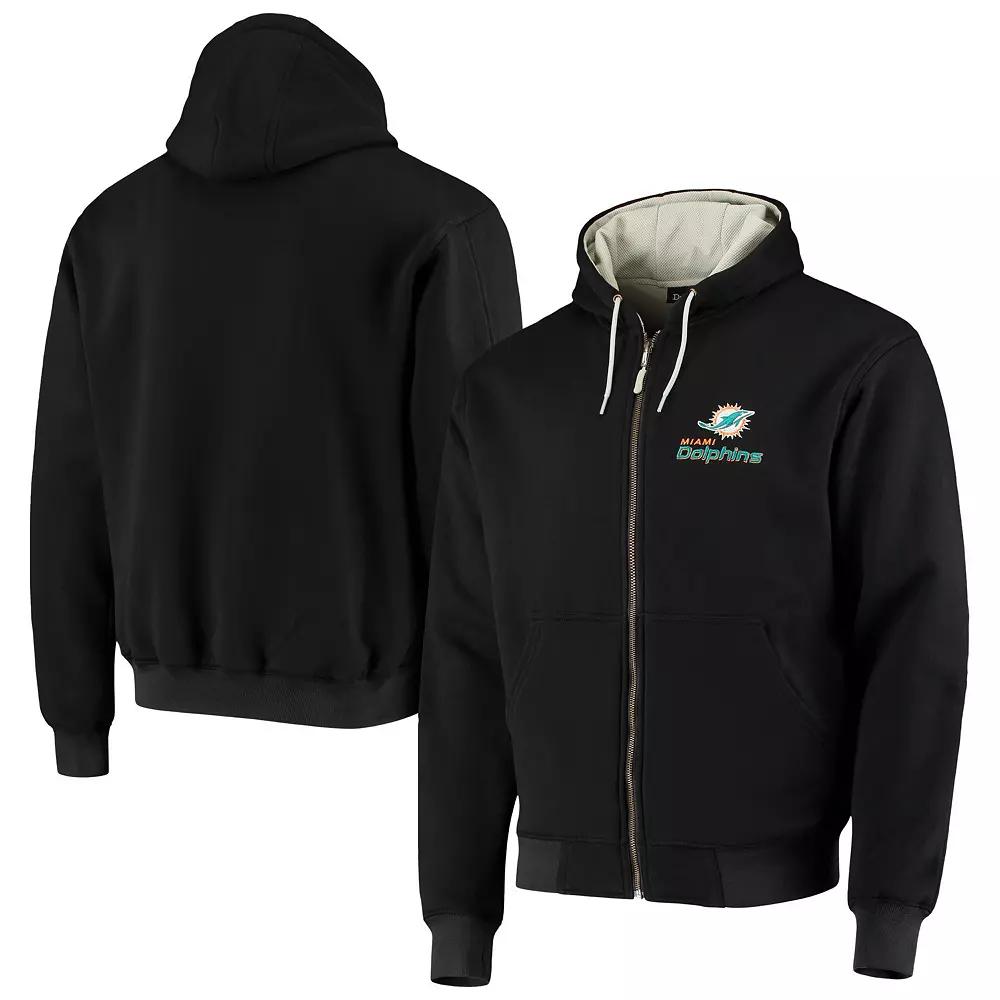 Men's Dunbrooke Black Miami Dolphins Craftsman Thermal-Lined Full-Zip Hoodie,  Product Image