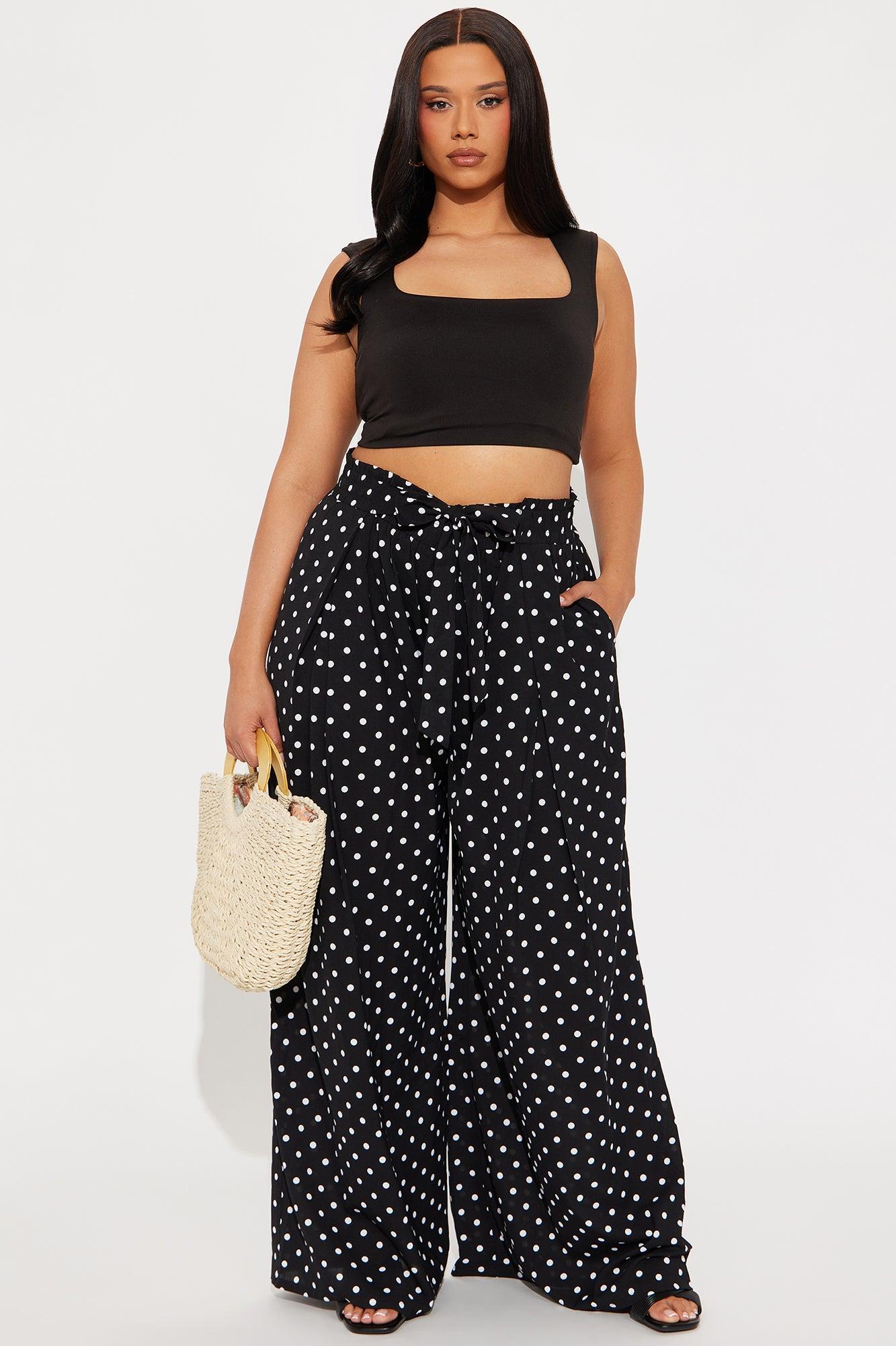 Ella Polka Dot Wide Leg Pant - Black/White Product Image