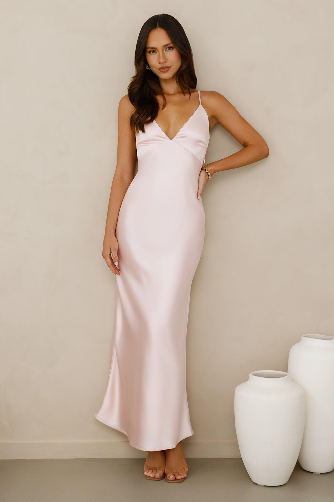 Chic 'Fit Slip Satin Maxi Dress Pink Product Image